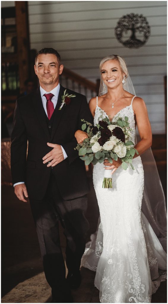 bride's father walking her down aisle in timeless tennessee summer wedding