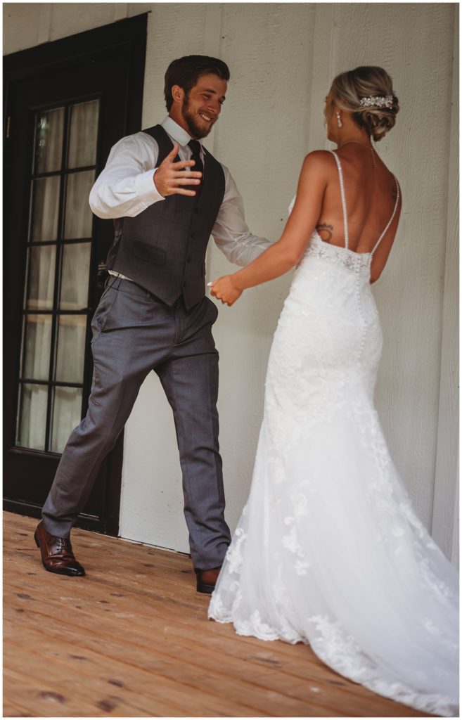 bride and groom during their first looks before getting married in Nashville Tennessee