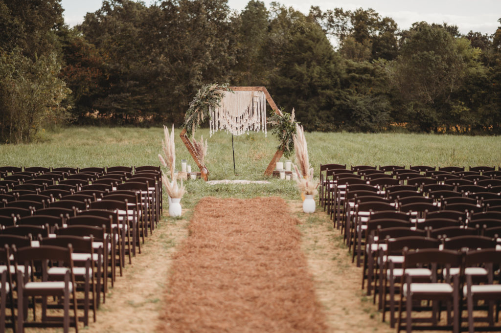 outdoor ceremony at the barn at white oaks