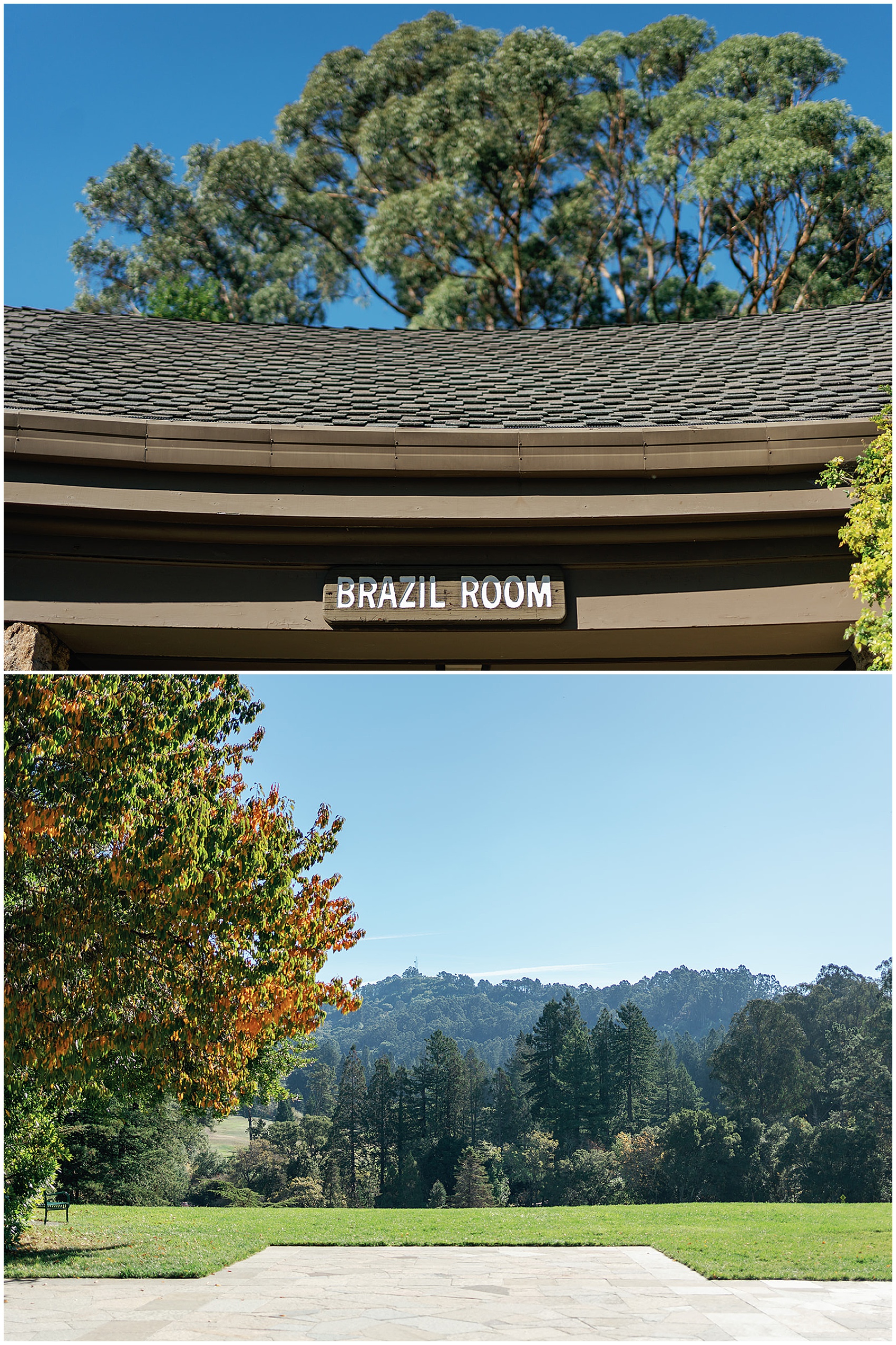 Details of the front entrance and view from the brazilian room tilden park wedding venue