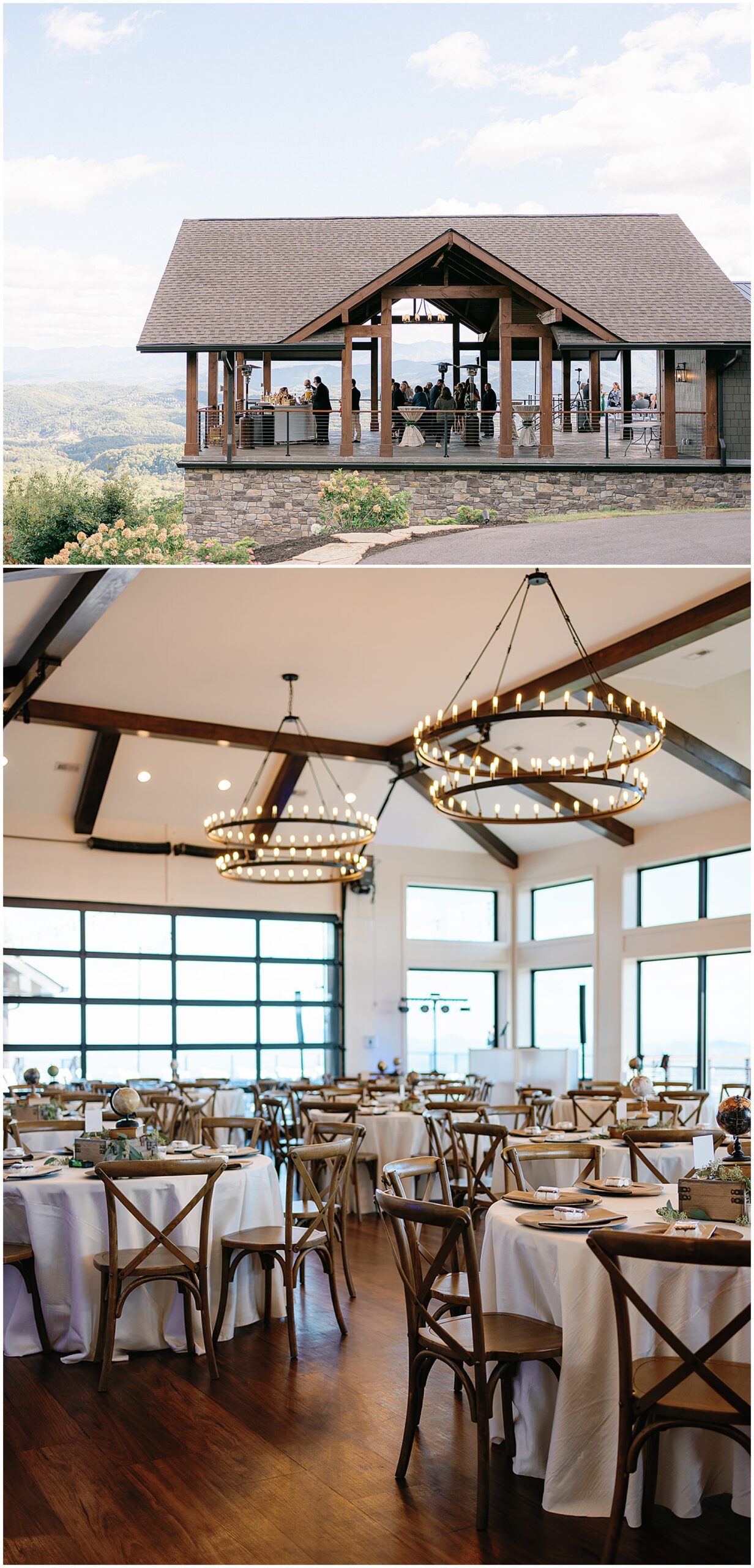 Details of the exterior and interior of the the trillium venue wedding reception hall