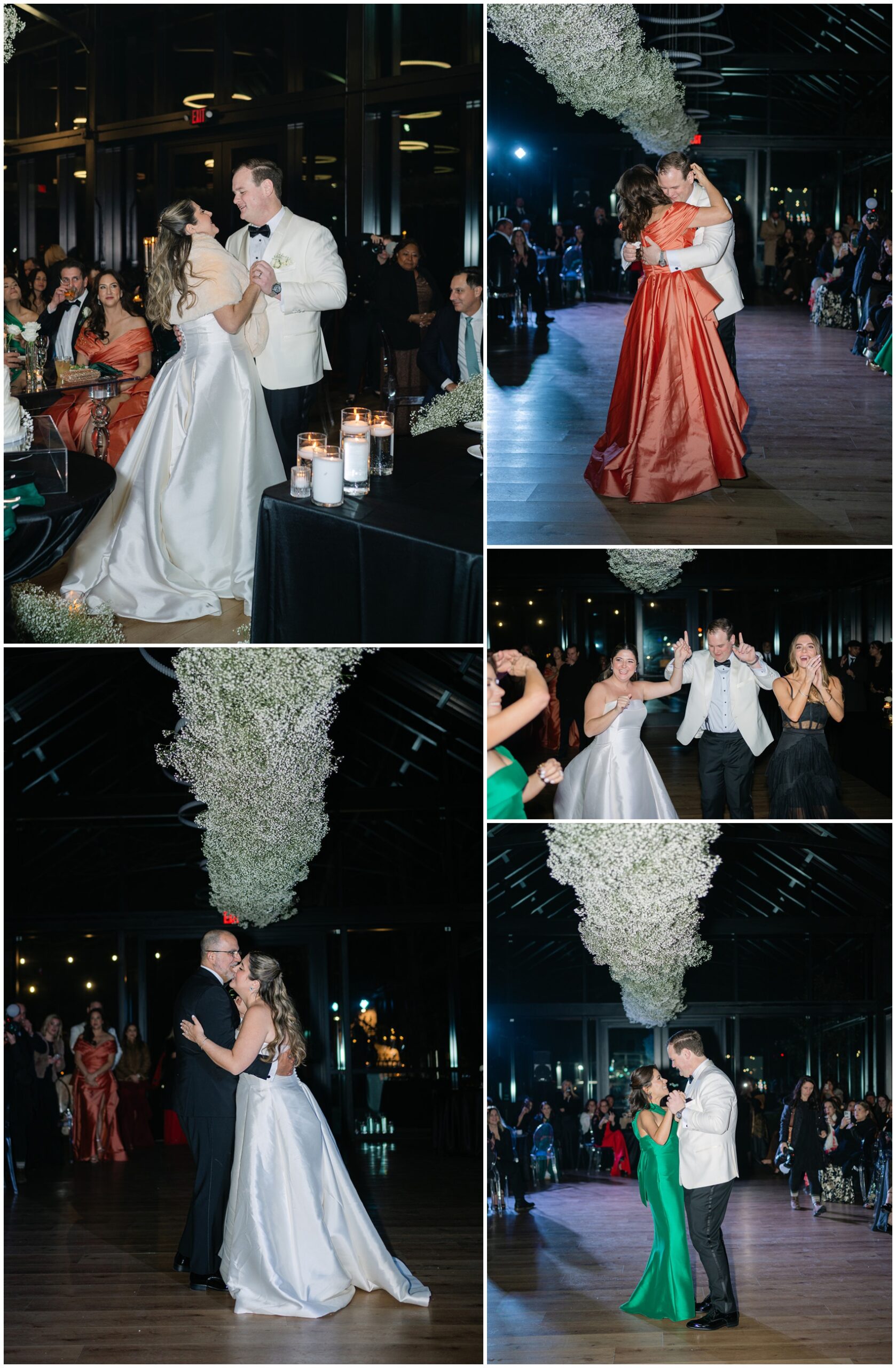A collection of images from first dances at a wedding reception