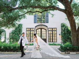 Houston Peach Orchard with bride and groom